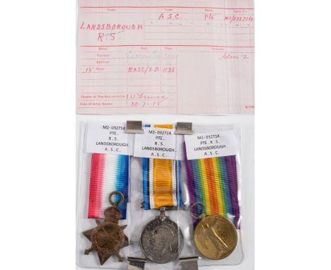 A WWI trio to 'M2-032714 Pte R S Landsborough ASC':.