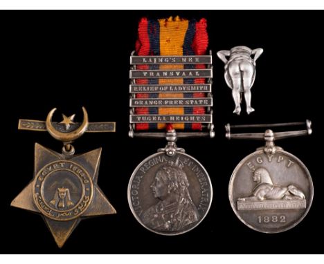 Medals:  An Egypt Medal 1882-89 to 'A Furze Captn RN HMS Ruby' date 1882, a Kehdive's Star and a Queens South Africa medal wi