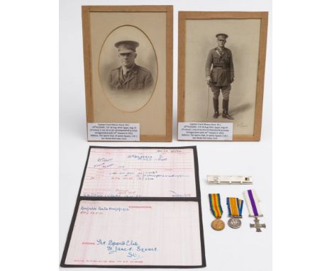 A WWI Military Cross miniature group of three, together with two photographs of Captain Frank Moxon Stout MC:, Military Cross