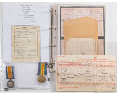 A WWI pair to 'Spts-4592 Pte F Somerhough R Fus':, together with a  collection of service papers and documents for '540796 CQ
