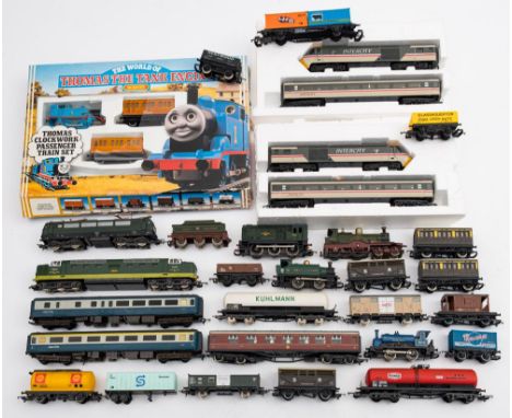 Hornby OO/HO. A collection of various rolling stock and locomotives:, including an 'Intercity' four piece set,' The World of 