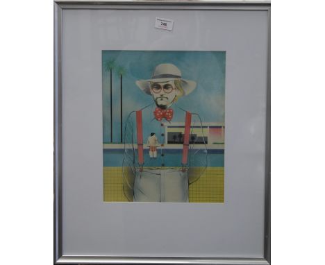 DAVID HOCKNEY, Self Portrait, print, framed and glazed. 26.5 x 32.5 cm.