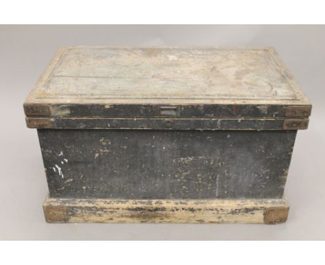 A 19th century carpenters trunk. 96 cm wide.