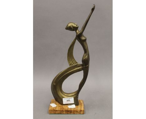 An Art Deco style brass figurine. 36.5 cm high. 