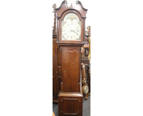 A 19th century oak cased longcase clock, the painted dial with moon phase movement inscribed ''Rob Law Castle Douglas''. 219 