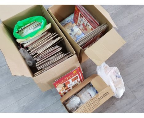 2 boxes full of Dolls House step by step magazines, each issue complete with dolls house parts, also includes furniture