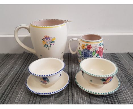 4 pieces of Poole pottery includes large jug small jug etc