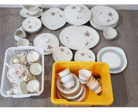 Royal Doulton Tumbling Leaves and Counterpoint part dinner and tea ware, and a Duchess Fine Bouquet tea service, 3 boxes.