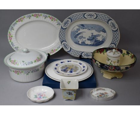 A Collection of Various Ceramics to Comprise Lidded Royal Worcester English Garden Pattern Oven to Table Pot, Platter, Blue a