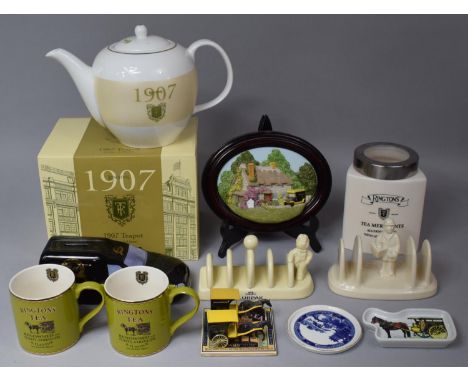 A Collection of Various Ringtons and Other Ceramics to Comprise Ringtons Money Box in the Form of a Van, Mugs, Boxed 1907 Tea