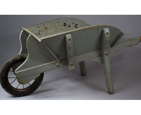 A Vintage Wooden Child's Wheel Barrow, 110cm Long 
