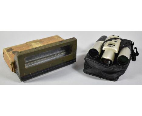 A Mirrored Vintage Tank Periscope and a Pair of Modern Binoculars 