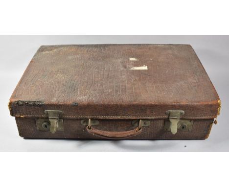A Vintage Crocodile Skin Suitcase in Need of Some Restoration, 60cm wide 