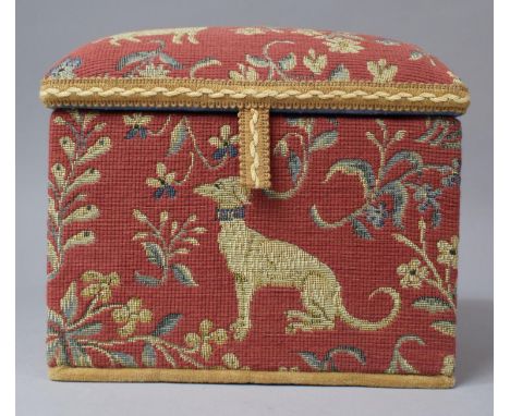 A Modern Tapestry Covered Dome Topped Jewellery Casket, 15th Century Mille Fleurs Pattern, Hinged Lid, 21x15x19.5cm high&nbsp