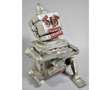 A Reproduction Cast Metal "Robert the Robot" Novelty Money Bank, 17.5cm High 