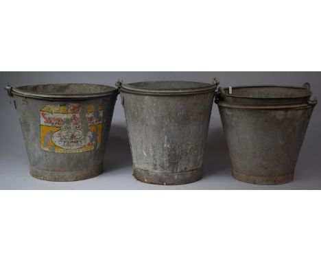 A Collection of Four Vintage Galvanized Buckets 