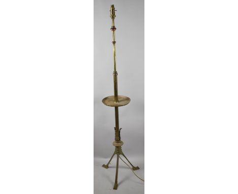 An Adjustable Late 19th Century Brass Tripod Oil Lamp Stand Now Converted to Electric 