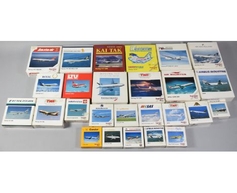 A Collection of 26 Herpa 1:500 scale Diecast Models of Commercial Airplanes, Complete and in Mint Condition