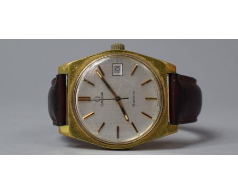 A Vintage Gentlemans Omega Geneve with Gold Plated Case and 813 17 Jewel Movement, no. 1360049, Replacement Leather Strap 