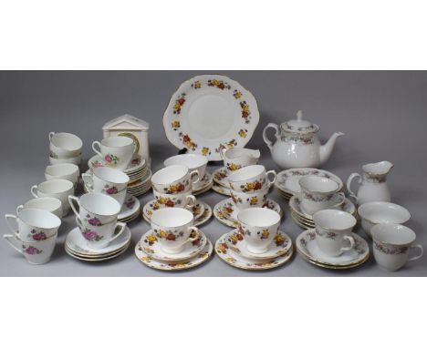 A Collection of Various Teawares to Comprise Teapot, Rose Pattern Examples, Hornsea Clock Etc 