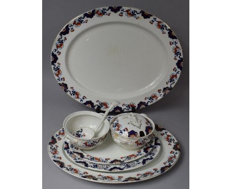 A Collection of Part Woods and Sons Imari Pattern Dinner Service to comprise Oval Platters, Lidded Pots, Serving Ladle Etc 