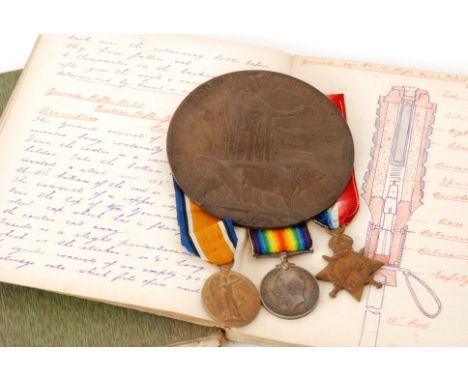 A World War One medal trio to 2248 Pte J. Hobson Worcester Regiment together with a conforming Death Plaque, two notebooks wi