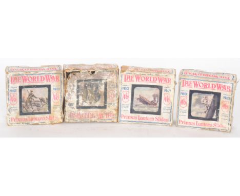 A collection of eighty World War One magic lantern slides each in ten chapters priced at four shillings and sixpence (80)