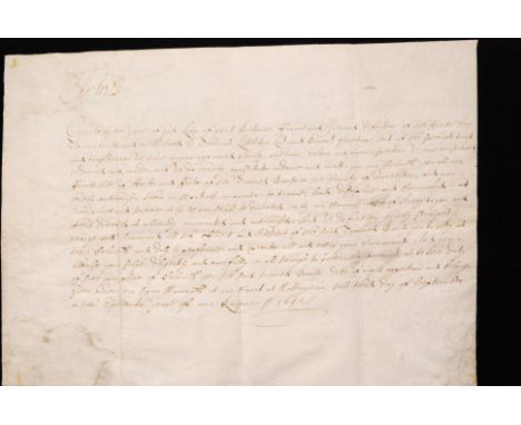 Charles I - A velum document signed Charles R at head appointing Sir Thomas Littleton Colonell over all our forces both of ho