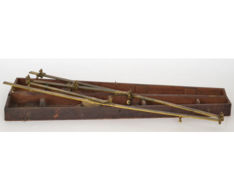 A 19th Century brass pantograph by James Gargory in fitted mahogany case, length 87cm