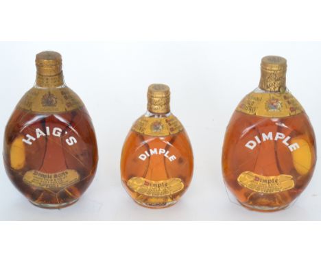 Two dimple bottles of John Haig & Co blended scotch whisky and a smaller example (3)