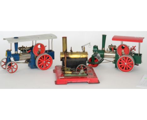 A Wilesco Old Smoky steam roller together with a similar traction engine, boxed and a Mamod steam plant (3)