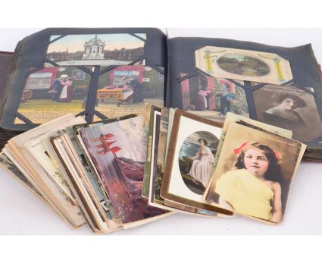 An Edwardian album of postcards to include local scenes of Dudley and Kinver, a real photographic card of the Great Yarmouth 