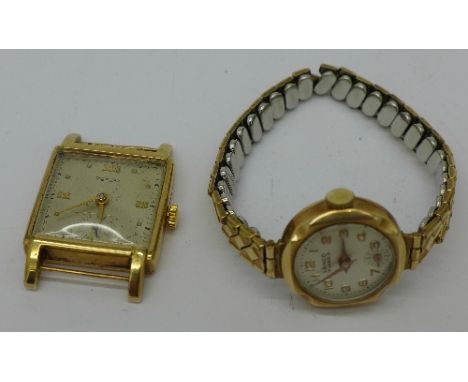 A 9ct gold cased Rotary wristwatch and a lady's 9ct gold cased Lanco wristwatch