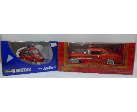 A Calidad Golden Line San Francisco Fire Department Buick Century 1955 model vehicle and a Revell BMW Jsetta Hamburg Fire Dep