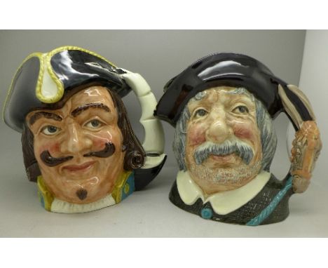 Two large Royal Doulton character jugs, Captain Henry Morgan, D6467 and Sancho Pança, D6456