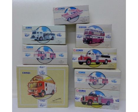 Corgi Fire Service vehicles including a Nottingham AEC engine and Chevrolet Fire Chief Pensacola (8)
