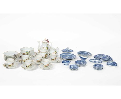 A doll's blue and white pearlware dinner service of twenty-five pieces, script mark 111and a doll's Continental tea service o