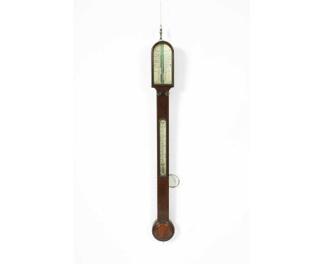 An early 19th Century rosewood stick barometer by L. Casella & Co, Hatton Garden with a domed top case, with tortoiseshell di