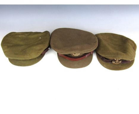 Three Second World War and later British Army officers' Service Dress caps