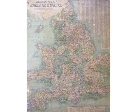 A vintage wall map of England and Wales published by G Phillip and Son