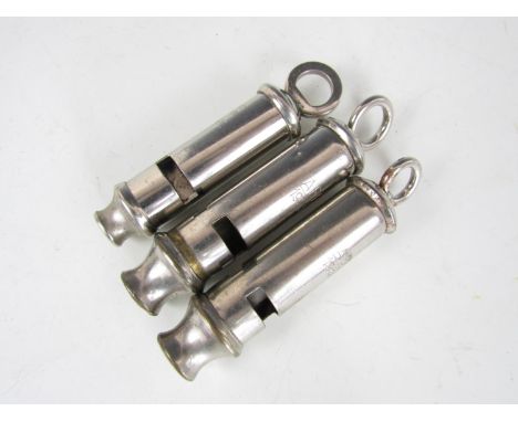 Three post-War British military Beaufort type whistles