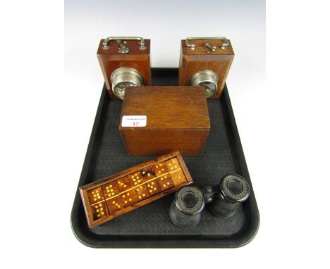 Sundry collectibles including two vintage Ever Ready wooden hand lamps, an Advance Systems oak card index box, a set of vinta