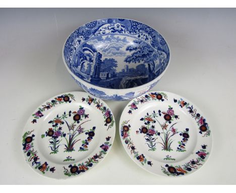 Two Spode plates together with two Spode bowls