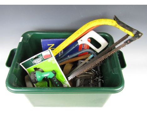A quantity of sundry tools including large hacksaws etc