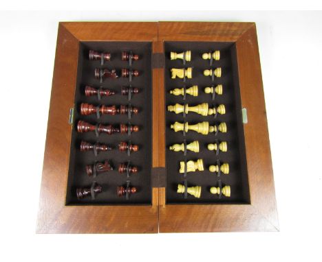 A contemporary wooden chess set and board