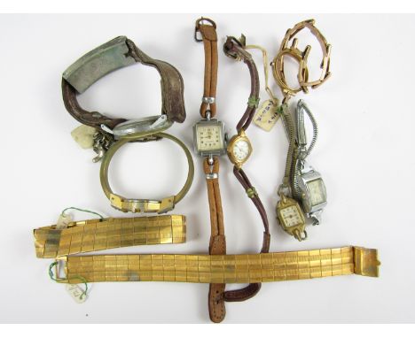 A quantity of vintage ladies and gents watches including Rimla, Marvin etc together with straps and cases