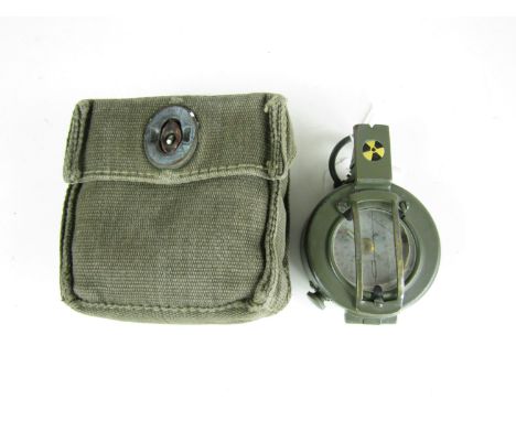 A post-War British army marching compass and case