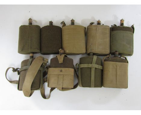 A quantity of British army water bottles and carriers