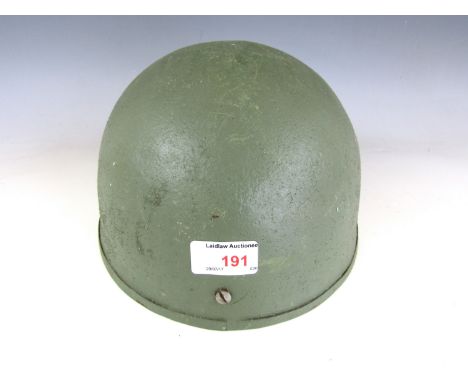 A reproduction Second World War British Army Mk 1 airborne troops' steel helmet