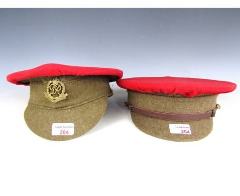 Two post-War Army other ranks' Service Dress caps with Military Police red covers